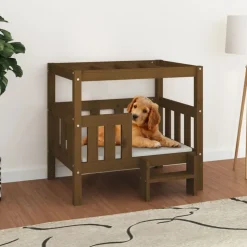 MAISON EXCLUSIVE - Lit pour chien marron miel 75,5x63,5x70 cm bois de pin solide