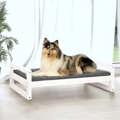 MAISON EXCLUSIVE - Lit pour chien blanc 95,5x65,5x28 cm bois de pin solide