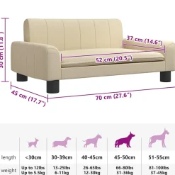 MAISON EXCLUSIVE - Lit pour chien crème 70x45x30 cm tissu
