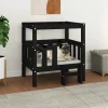 MAISON EXCLUSIVE - Lit pour chien noir 65,5x50,5x70 cm bois de pin solide