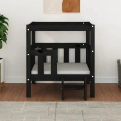 MAISON EXCLUSIVE - Lit pour chien noir 65,5x50,5x70 cm bois de pin solide