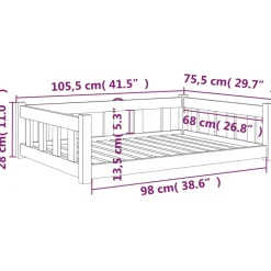 MAISON EXCLUSIVE - Lit pour chien blanc 105,5x75,5x28 cm bois de pin solide