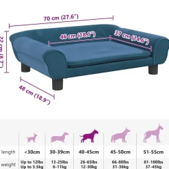 MAISON EXCLUSIVE - Lit pour chien bleu 70x48x22 cm velours
