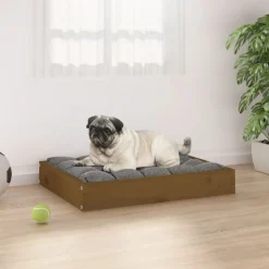 MAISON EXCLUSIVE - Lit pour chien marron miel 61,5x49x9 cm bois de pin solide