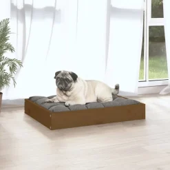 MAISON EXCLUSIVE - Lit pour chien marron miel 61,5x49x9 cm bois de pin solide