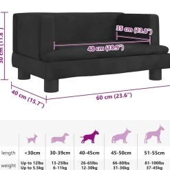 MAISON EXCLUSIVE - Lit pour chien noir 60x40x30 cm velours