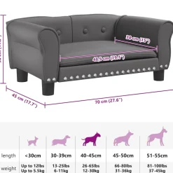 MAISON EXCLUSIVE - Lit pour chien gris 70x45x30 cm similicuir