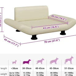 MAISON EXCLUSIVE - Lit pour chien crème 70x45x28 cm similicuir