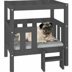 MAISON EXCLUSIVE - Lit pour chien gris 65,5x50,5x70 cm bois de pin solide