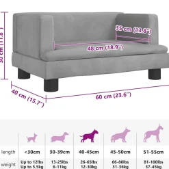 MAISON EXCLUSIVE - Lit pour chien gris clair 60x40x30 cm velours