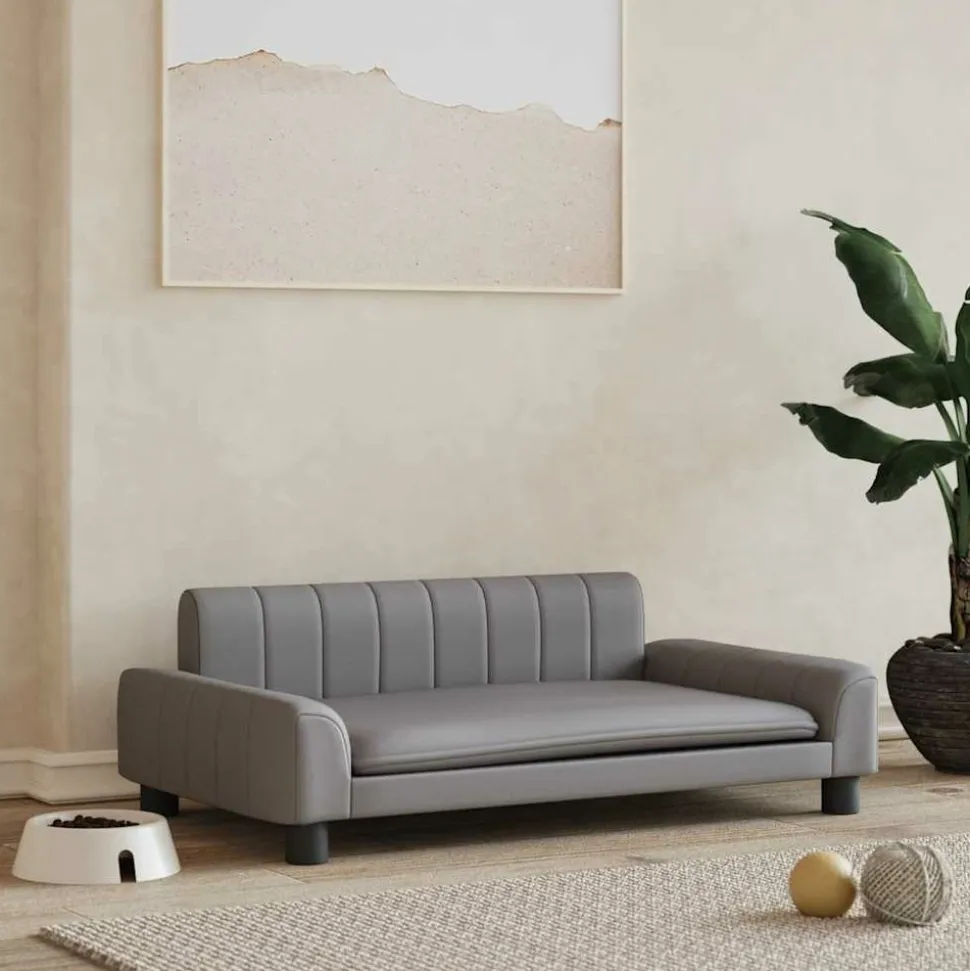 MAISON EXCLUSIVE - Lit pour chien gris 90x53x30 cm similicuir