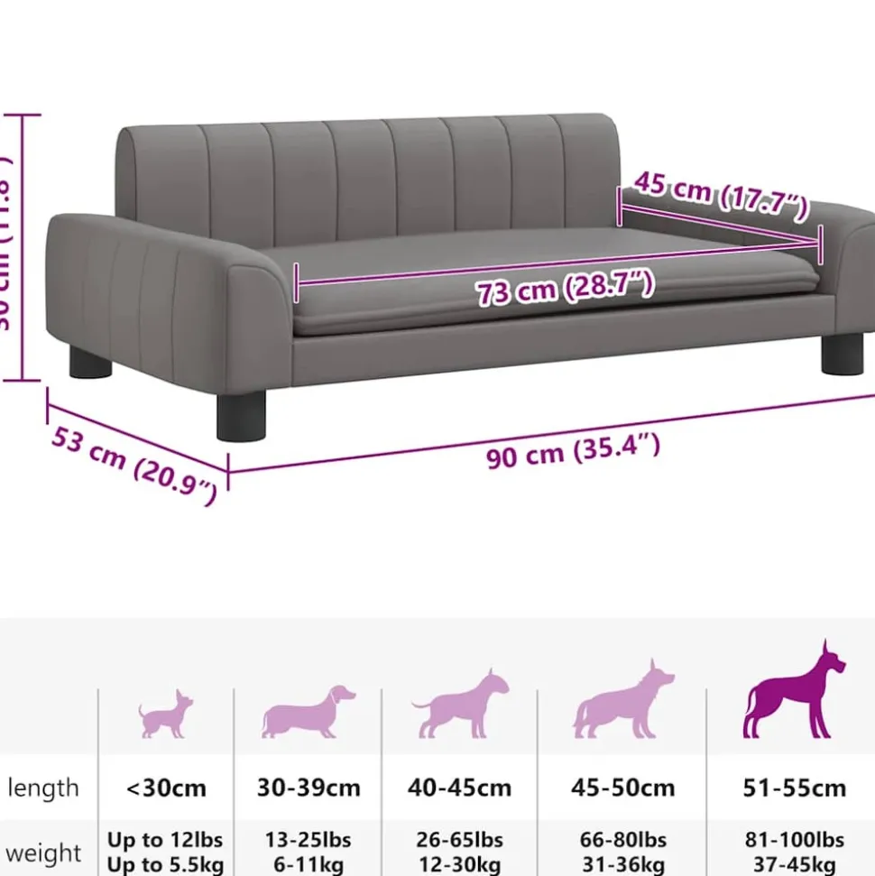 MAISON EXCLUSIVE - Lit pour chien gris 90x53x30 cm similicuir