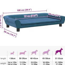 MAISON EXCLUSIVE - Lit pour chien bleu 100x50x21 cm velours