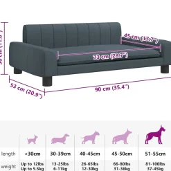 MAISON EXCLUSIVE - Lit pour chien gris foncé 90x53x30 cm tissu