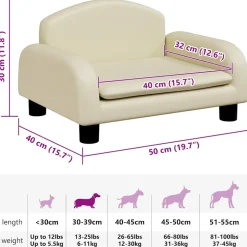 MAISON EXCLUSIVE - Lit pour chien crème 50x40x30 cm similicuir