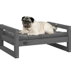 MAISON EXCLUSIVE - Lit pour chien gris 65,5x50,5x28 cm bois de pin solide