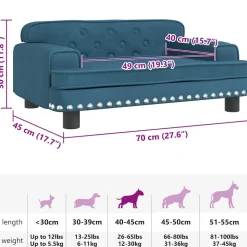MAISON EXCLUSIVE - Lit pour chien bleu 70x45x30 cm velours