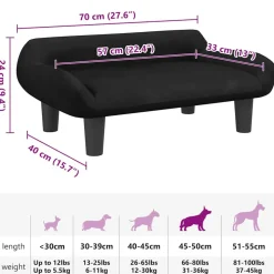 MAISON EXCLUSIVE - Lit pour chien noir 70x40x24 cm velours