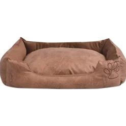 MAISON EXCLUSIVE - Lit pour chiens avec coussin cuir artificiel pu taille m beige