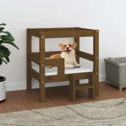 MAISON EXCLUSIVE - Lit pour chien marron miel 55,5x53,5x60 cm bois de pin solide