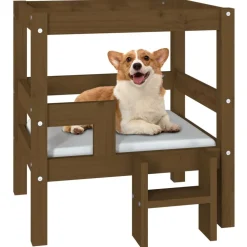 MAISON EXCLUSIVE - Lit pour chien marron miel 55,5x53,5x60 cm bois de pin solide