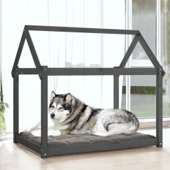 MAISON EXCLUSIVE - Lit pour chien gris 111x80x100 cm bois de pin solide