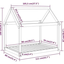 MAISON EXCLUSIVE - Lit pour chien gris 111x80x100 cm bois de pin solide