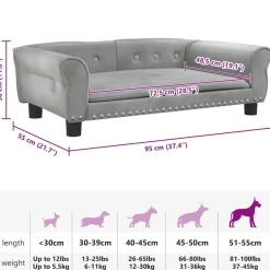 MAISON EXCLUSIVE - Lit pour chien gris clair 95x55x30 cm velours