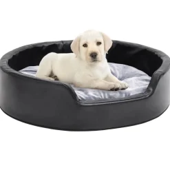 MAISON EXCLUSIVE - Lit pour chiens noir et gris 69x59x19 cm peluche et similicuir