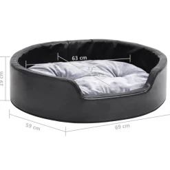 MAISON EXCLUSIVE - Lit pour chiens noir et gris 69x59x19 cm peluche et similicuir