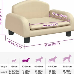 MAISON EXCLUSIVE - Lit pour chien crème 50x40x30 cm tissu