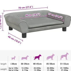 MAISON EXCLUSIVE - Lit pour chien gris clair 70x48x22 cm velours