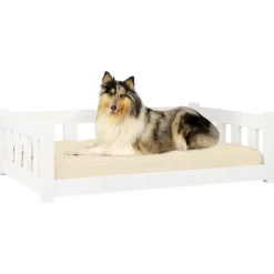 MAISON EXCLUSIVE - Lit pour chien blanc 95,5x65,5x28 cm bois de pin solide