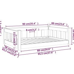 MAISON EXCLUSIVE - Lit pour chien blanc 95,5x65,5x28 cm bois de pin solide
