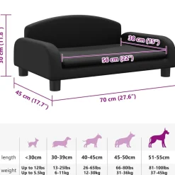 MAISON EXCLUSIVE - Lit pour chien noir 70x45x30 cm similicuir