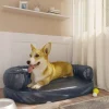 MAISON EXCLUSIVE - Lit pour chien ergonomique mousse bleu foncé 75x53cm similicuir