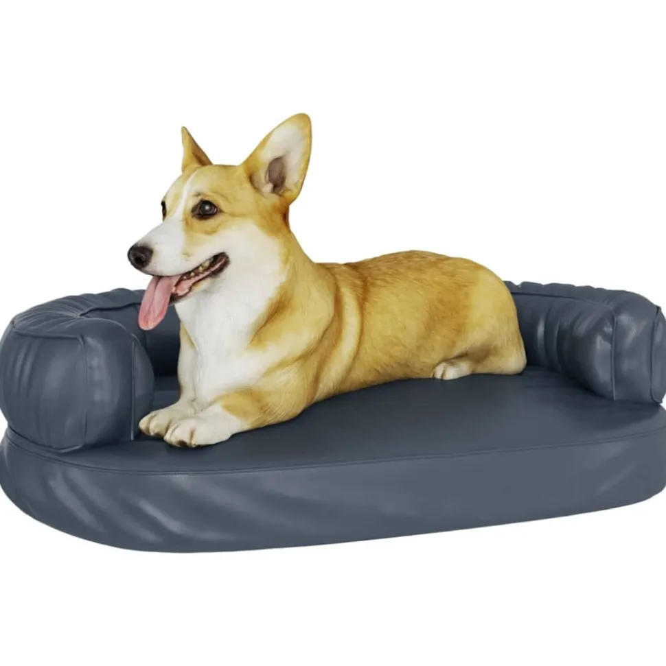 MAISON EXCLUSIVE - Lit pour chien ergonomique mousse bleu foncé 75x53cm similicuir