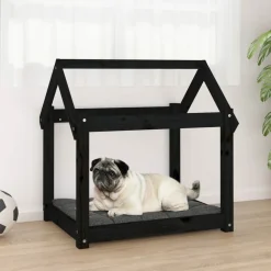 MAISON EXCLUSIVE - Lit pour chien noir 71x55x70 cm bois de pin solide