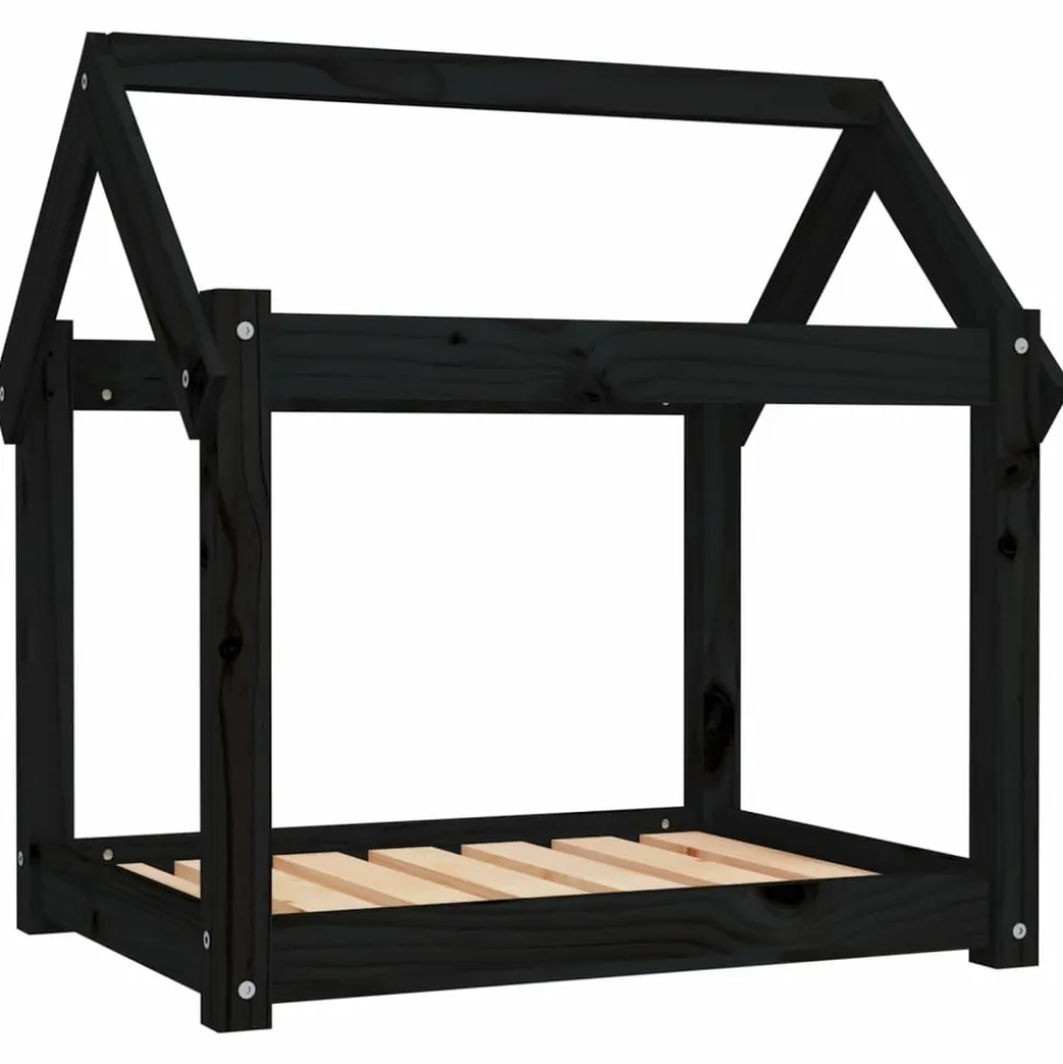 MAISON EXCLUSIVE - Lit pour chien noir 71x55x70 cm bois de pin solide