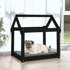 MAISON EXCLUSIVE - Lit pour chien noir 71x55x70 cm bois de pin solide