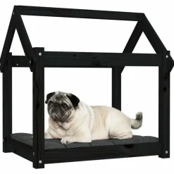 MAISON EXCLUSIVE - Lit pour chien noir 71x55x70 cm bois de pin solide