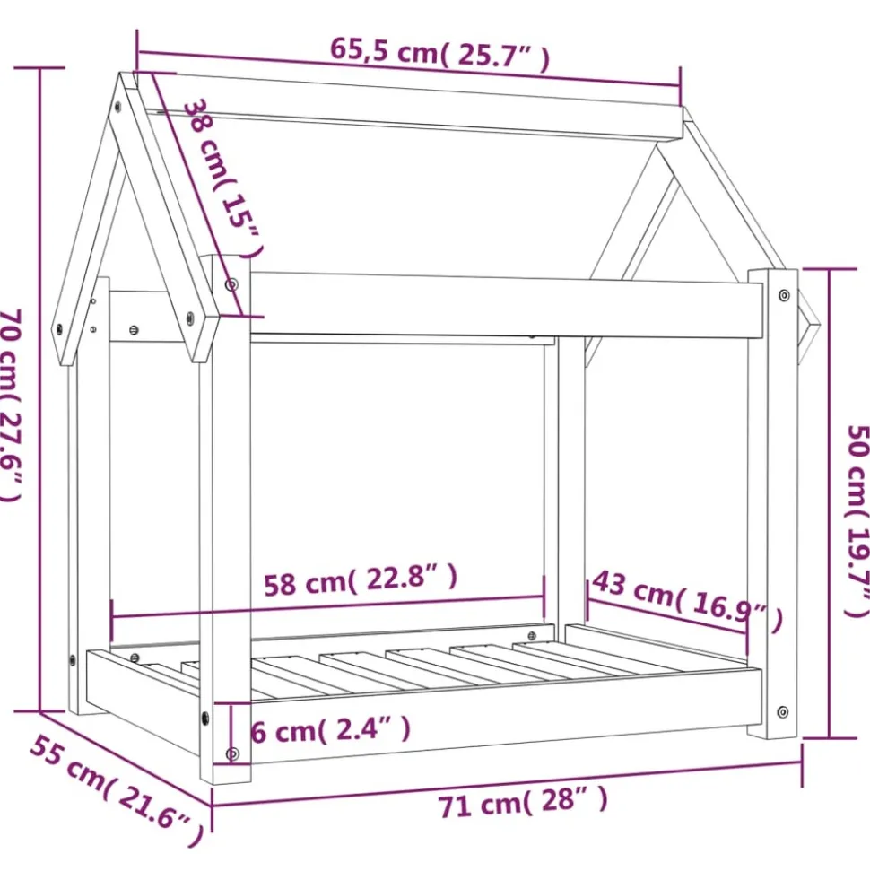 MAISON EXCLUSIVE - Lit pour chien noir 71x55x70 cm bois de pin solide