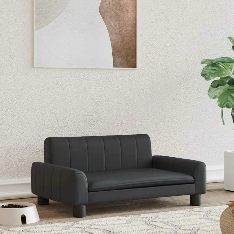 MAISON EXCLUSIVE - Lit pour chien noir 70x45x30 cm similicuir