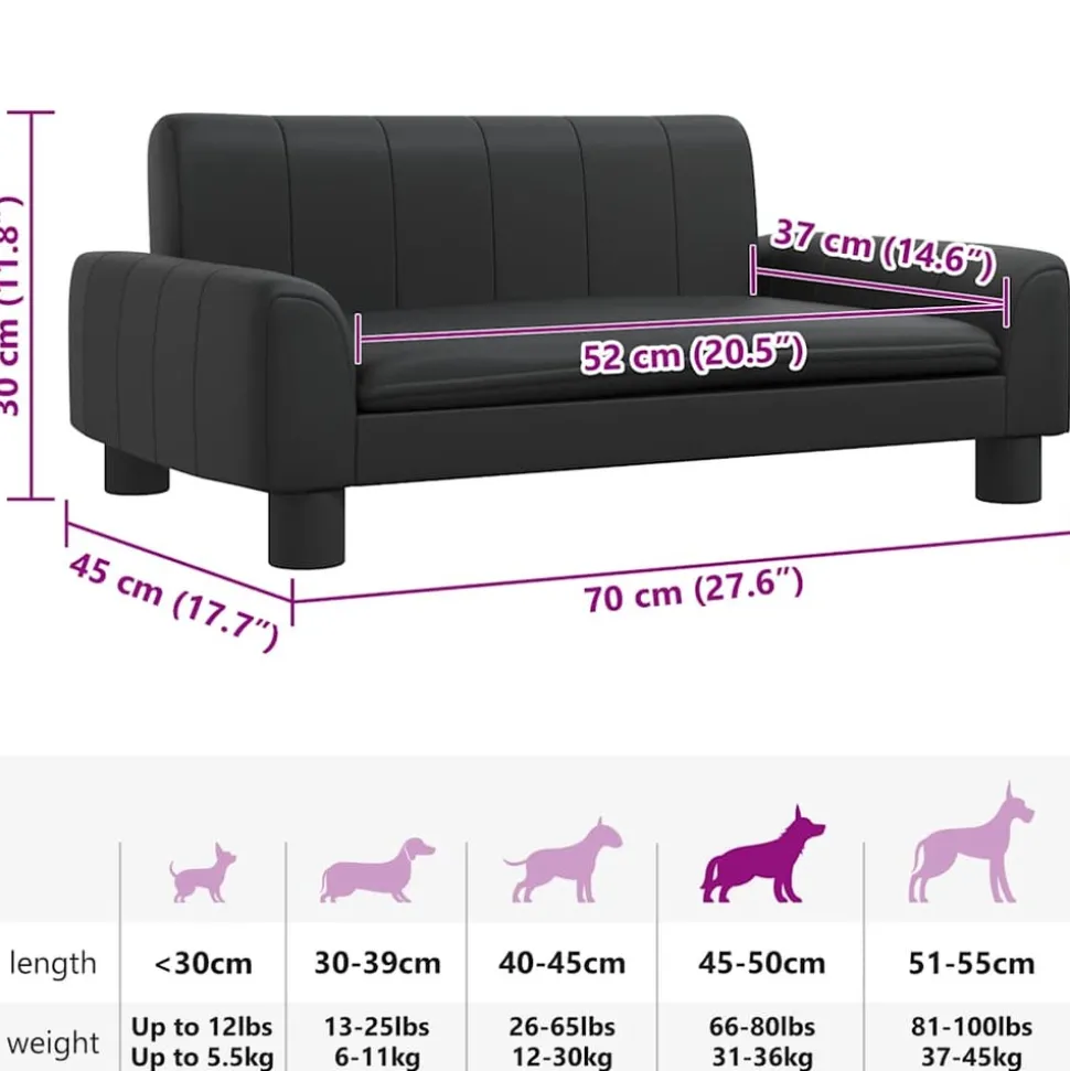 MAISON EXCLUSIVE - Lit pour chien noir 70x45x30 cm similicuir