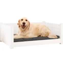 MAISON EXCLUSIVE - Lit pour chien blanc 75,5x55,5x28 cm bois de pin solide