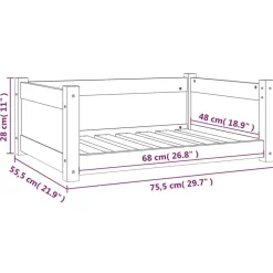 MAISON EXCLUSIVE - Lit pour chien blanc 75,5x55,5x28 cm bois de pin solide