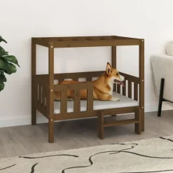 MAISON EXCLUSIVE - Lit pour chien marron miel 95,5x73,5x90 cm bois de pin solide
