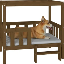 MAISON EXCLUSIVE - Lit pour chien marron miel 95,5x73,5x90 cm bois de pin solide
