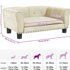 MAISON EXCLUSIVE - Lit pour chien crème 70x45x30 cm velours