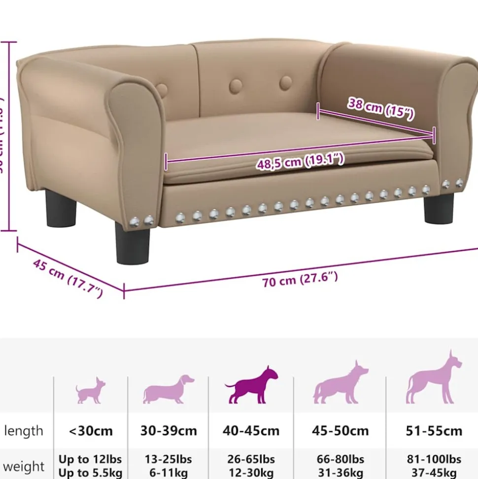 MAISON EXCLUSIVE - Lit pour chien cappuccino 70x45x30 cm similicuir